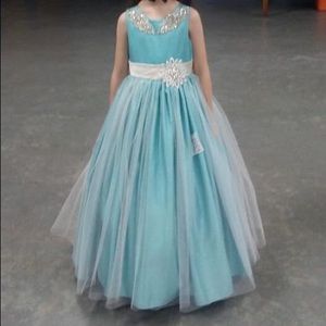 Aqua dress with rhinestone accents